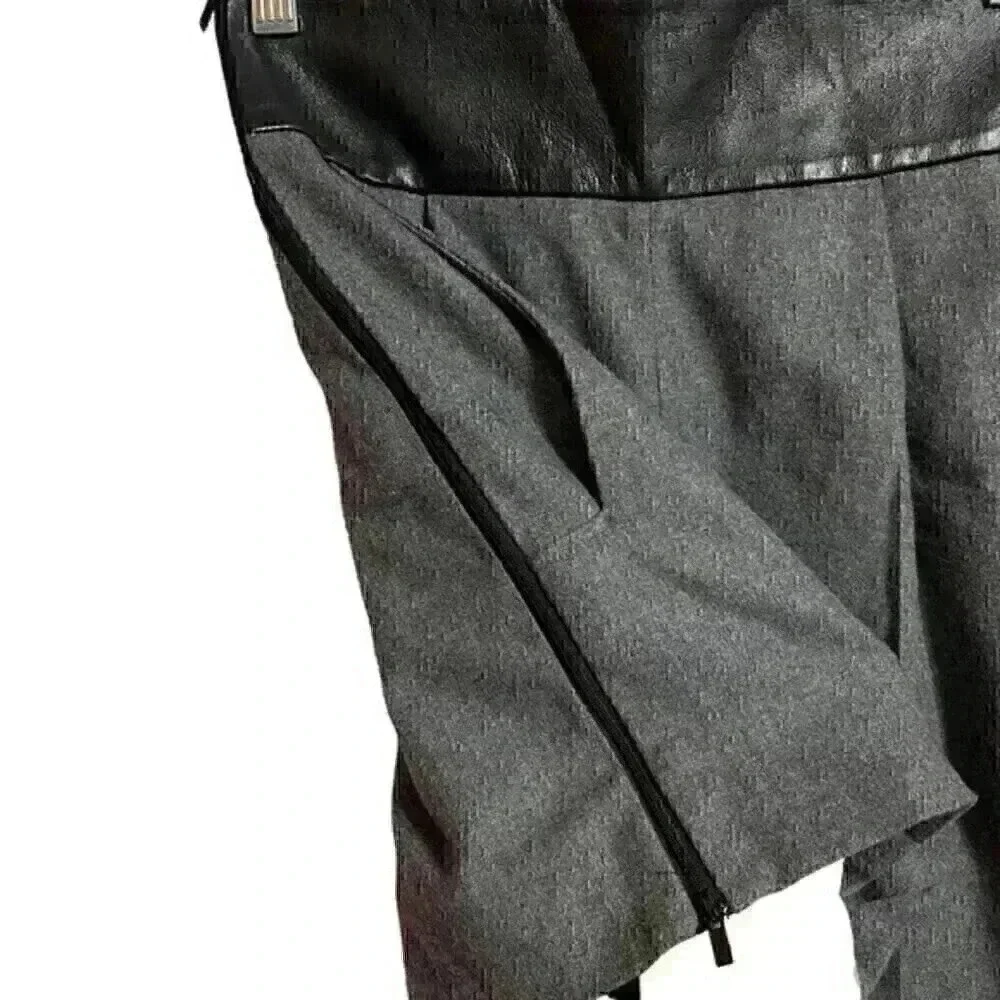 Diane Von Furstenberg Dawn Shorts 0 Grey Casual Luxury Wool Blend Leather Trim